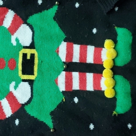 Kids Ugly Christmas Sweater w/Elf and bells - Acrylic - Picture 5 of 8
